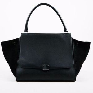 Celine Trapeze Large Leather & Suede Shoul…